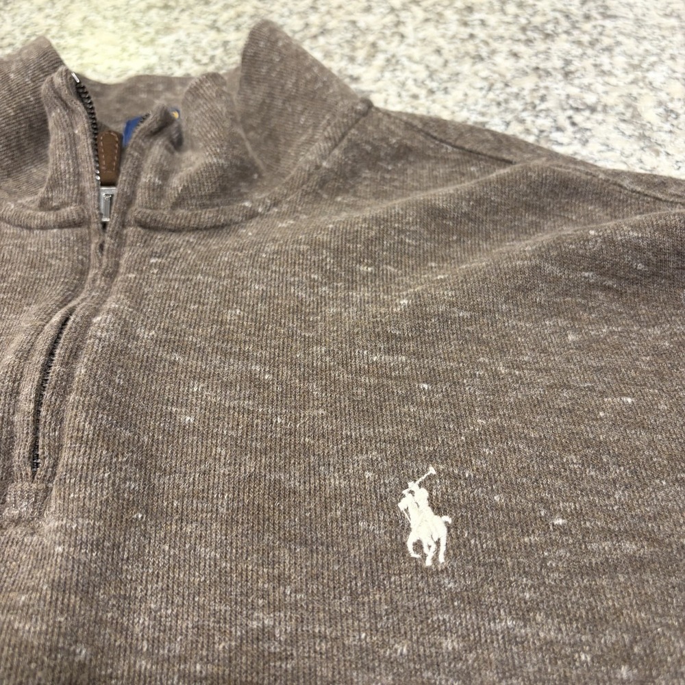 Polo Ralph Lauren Estate Rib 1/4 Zip Pullover Sweater Men's XL Brown Heather
